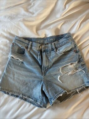 American Eagle Outfitters Light Blue Distressed Jean Shorts